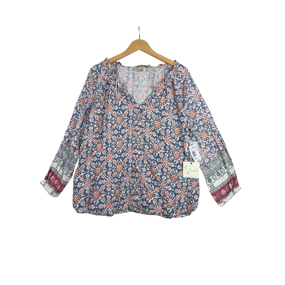 New Caffe Marrakesh Floral Boho Cottagecore Print Long Sleeve Blouse size Medium